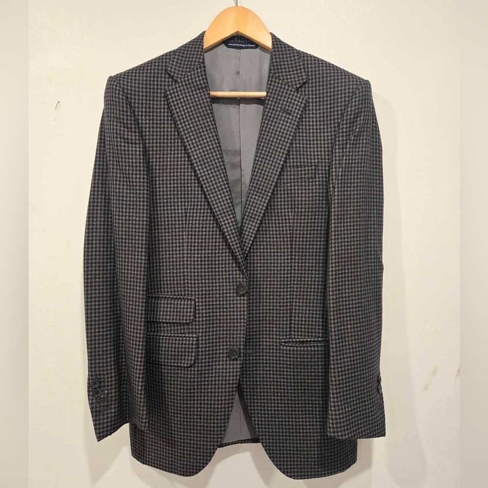 Checkered Dark Grey Coppley Men’s Tailored Suit Jacket 100% Wool